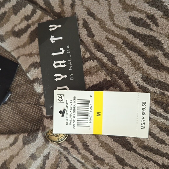 Royalty by Maluma mens button down sweater, zebra green print, size med, NWT - Picture 5 of 9